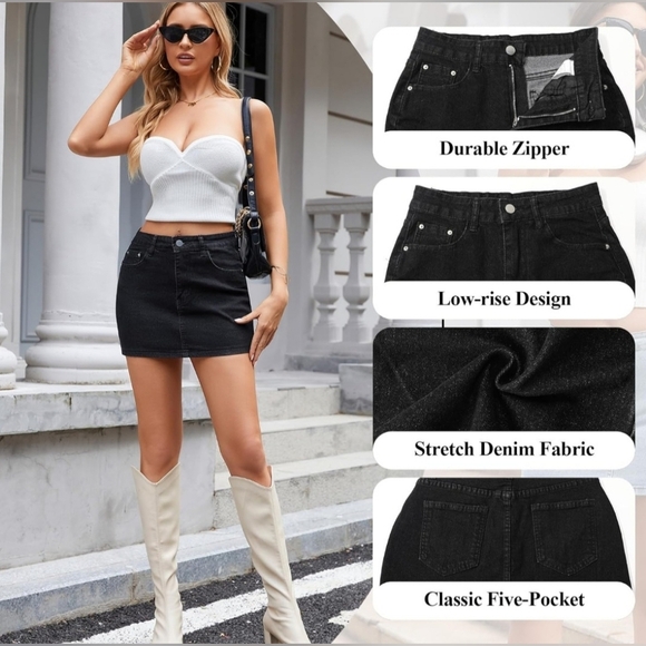 VOLOVEN Women’s Low-Waisted Denim Mini Skirt – 2026 New Release - Picture 4 of 4